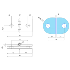 729К CP Конектор скло-скло  з регулюванням, без фіксації