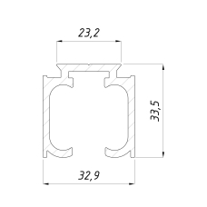 Рельс для системи Mini 32*32-N, з доводчиком