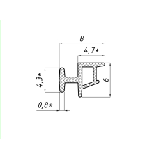 5077 АК Ущільнювач під скло 8+8, 10+10 мм (С50, FX50)