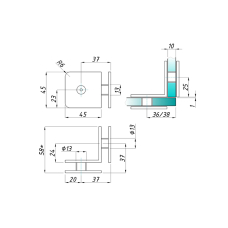 SF-725 Кріплення скло-скло 90град., GOLD