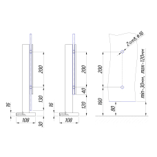 111V Стійка h-400 40*40*1,5. SUS304