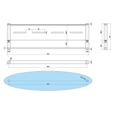  6310-C Поличка чорна з тримачем для рушників 500 мм під скло 8 мм