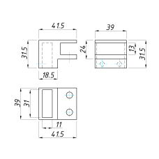 311 SC Кріплення для труби 30*10 скло-труба 90 градусів, глухе