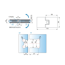 8132ZN5 Петля скло/скло 180 град.