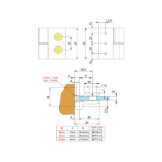 8410N Петля стіна-скло без фіксації (права-R, ліва-L),  14
