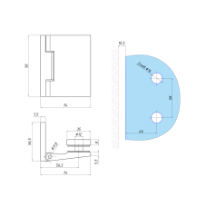 531 GOLD Петля душова стіна-скло 90 градусів, без фіксації