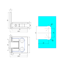 SF-8500L-29 Петля стіна-скло 180град без фіксації, CP