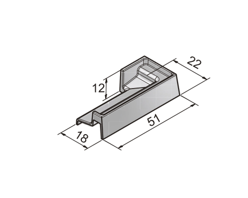 8591KU7-R Кріпленя скло-поріг 180 грд. правий