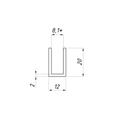 12*20 Профіль алюмінієвий SNP під 8 мм 3м
