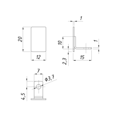 12*20К Заглушка на профіль алюмінієвий полірований, Black