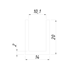 14*20 Профіль алюмінієвий полірований анод 3 м, PSS