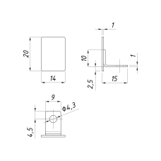 14*20К Заглушка на профіль алюмінієвий полірований, Black