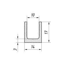 17*14 Профіль алюмінієвий 3м, Black Mat