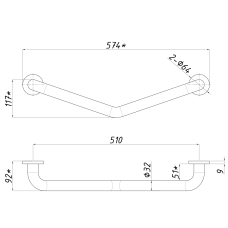 02-GBH Ручка для душу ⌀ 32мм, міжось 510