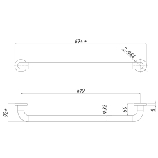 01-GBH Ручка для душу ⌀ 32мм, міжось 610