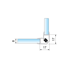 8851KU3-8K-2500 Ущільнювач магнiтний під 90 грд. для скла 6-8 мм, Black