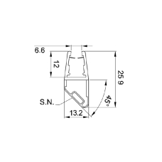 8PT1-60-61 Ущільнювач магнітний під скло 8-10мм, L = 2.5м
