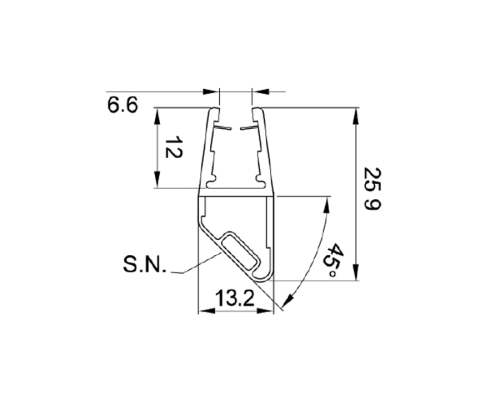 8PT1-60-61 Ущільнювач магнітний під скло 8-10мм, L = 2.5м