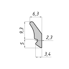 Ущільнювач для дверей прихованого монтажу 1027 сірий