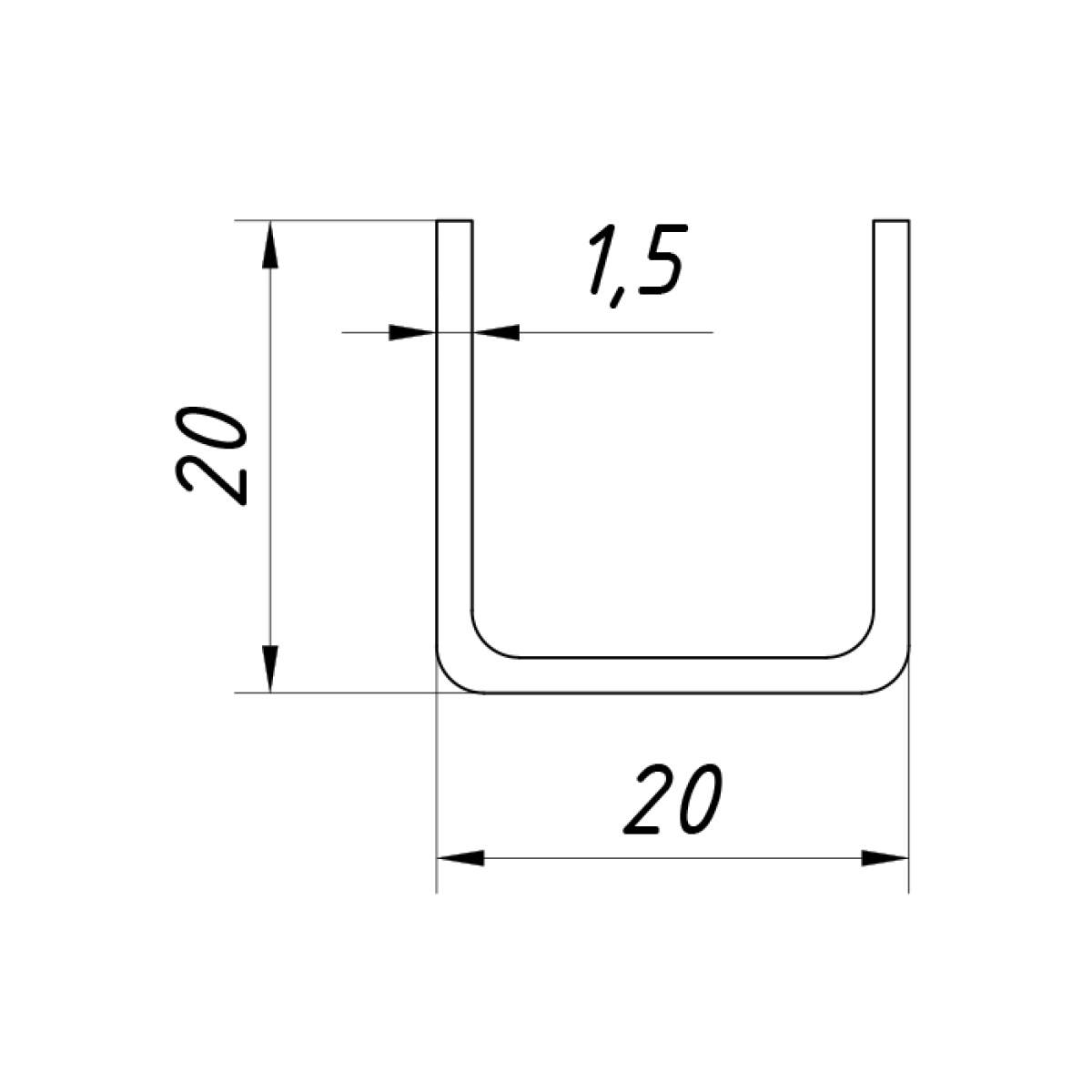 Швелер 20*20 мм, SSS