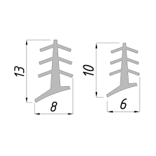 Ущільнювач для скла "ялинка" сірий, чорний