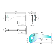 SF-130P Фітинг з віссю і планкою кріплення на стіну, SSS