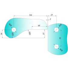 SF-141 Лівий Фітинг кутовий для 3-х стекол, SSS