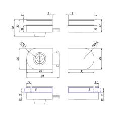 SF-011S-1 Замок з відповідною частиною на скло, ключ з одного боку, SSS