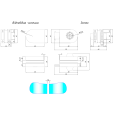 SF-011S-2 Замок скло-скло, ключ з двух сторін, SSS