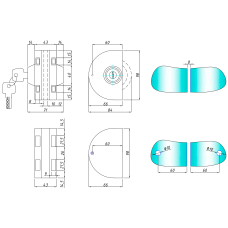SF-010 Замок накладний з відповідою частиною на скло, ключ-ключ, SSS