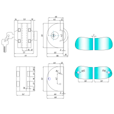 SF-010A Замок накладний з відповідною частиною на скло, ключ-вороток, SSS