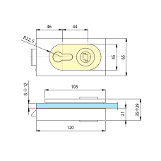 073-SF Замок короткий під ключ з ручкою та циліндром Black