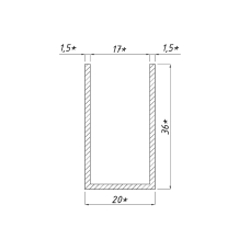 Швелер 20*36 мм, ALUM