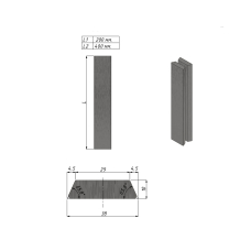 8601-400 Ручка прямокутна без отвору, Black
