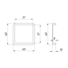 8602 Квадратна ручка без отвору, Black
