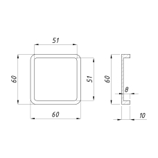 8602 Квадратна ручка без отвору, SC