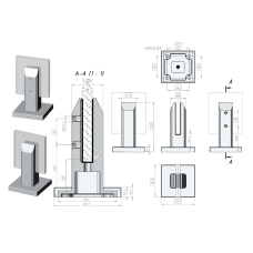 Стійка для скла V320, SUS-316 без вирізу